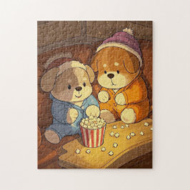 Puzzle Cachorros de perros con palomitas de maíz
