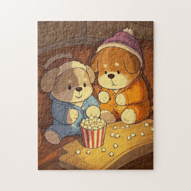 Puzzle Cachorros de perros con palomitas de maíz (Vertical)