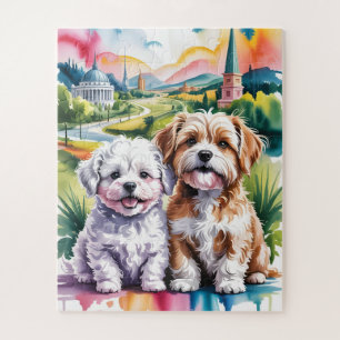 Puzzle Cachorros Esponjosos y Adorables en Parque Urbano 