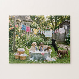 Puzzle Cachorros Haciendo La Colada