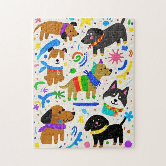 Puzzle cachorros juguetones personalizados (Vertical)