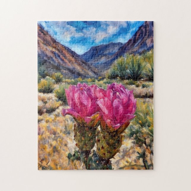 Puzzle Cactus Beavertail Bloom Canyon Negro (Vertical)