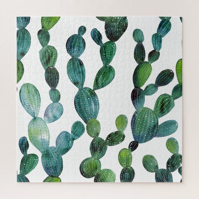 Puzzle Cactus Craze: Tendencia de las acuarelas tropicale (Vertical)