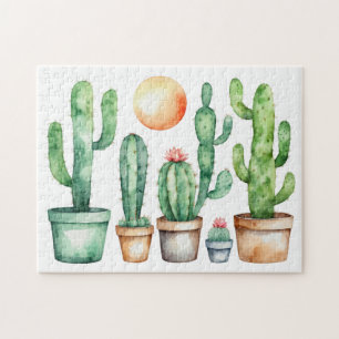 Puzzle Cactus de Acuarela Moderna Cactos Suculenta del De