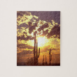 Puzzle Cactus del desierto al atardecer