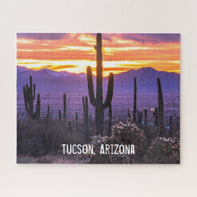 Puzzle Cactus del desierto de Arizona Sunset Foto Souveni (Horizontal)