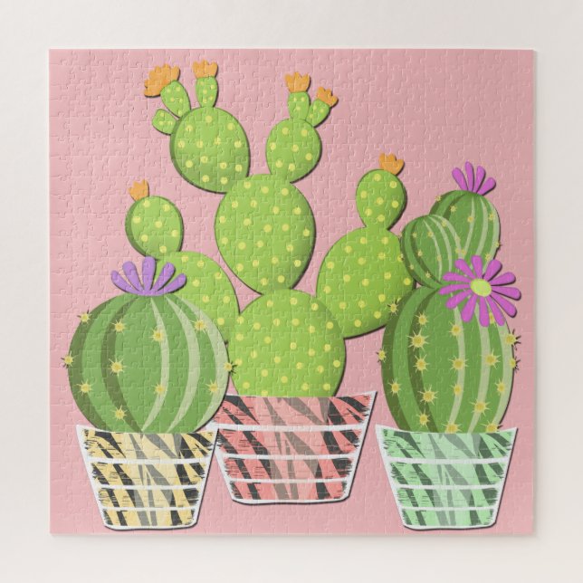 Puzzle Cactus floridos. (Vertical)