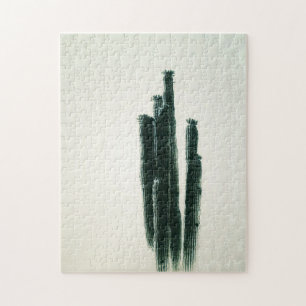 Puzzle Cactus moderno Art Green Off White