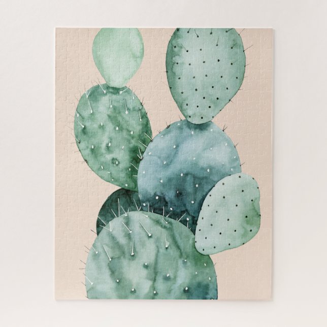 Puzzle Cactus on Coral (Vertical)