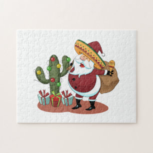 Puzzle Cactus personalizado y Santa Claus con sombrero