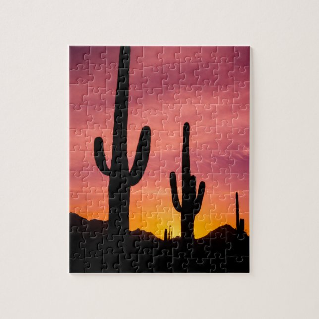 Puzzle Cactus saguaro al amanecer, Arizona (Vertical)