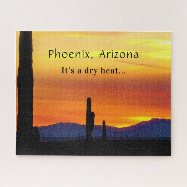 Puzzle Cactus Saguaro de Arizona Sunset es calor seco (Horizontal)