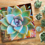 Puzzle Cactus verde turquesa foto negrita vibrante cuadra<br><div class="desc">Siempre he estado fascinado por la durabilidad y belleza del cactus, que prosperan en las condiciones más duras. Admire el esplendor del desierto con esta impresionante mirada angustiada, foto de primer plano de un cactus turquesa, verde y morado, rompecabezas de rompecabezas. ¡Hace un gran regalo edificante y inspirador! Elija entre...</div>