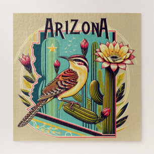 Puzzle Cactus Wren Bird y Blossom de Saguaro Cactus