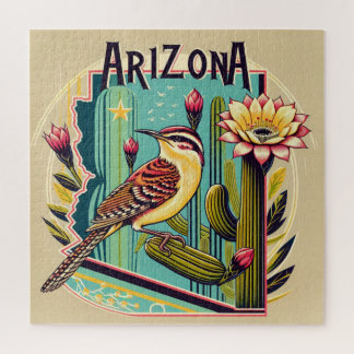 Puzzle Cactus Wren Bird y Blossom de Saguaro Cactus