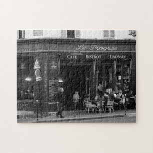 Puzzle Café blanco y negro en Montmartre, París