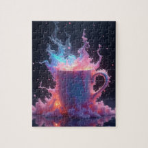 Café caliente en erupción pastel