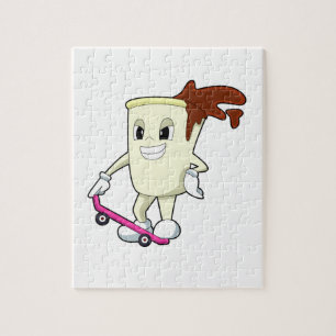 Puzzle Café como patinador con patineta