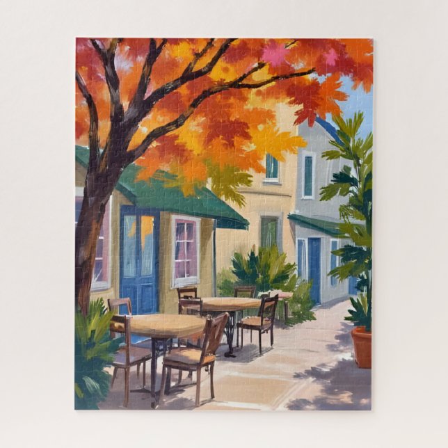 Puzzle Café de Otoño Acuarela Follaje de Otoño (Vertical)