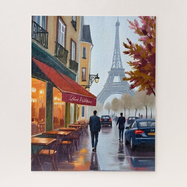 Puzzle Café Francés París Torre Eiffel Acuarela (Vertical)