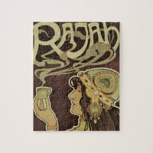 Puzzle Café Rajah Art Nouveau Vintage, Mujer con Café