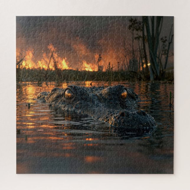 Puzzle Caimán en incendio forestal de los Everglades (Vertical)