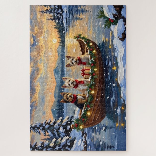 Puzzle Cairn Terrier Christmas Boat Holiday (Vertical)