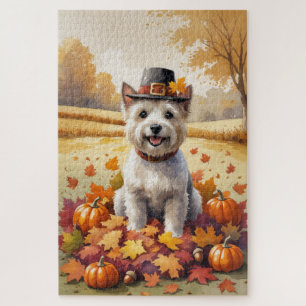 Puzzle Cairn Terrier en Hojas de Otoño Arte de Acción de 