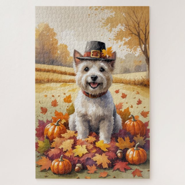 Puzzle Cairn Terrier En Otoño Deja El Arte De Acción De G (Vertical)