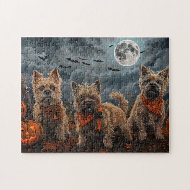 Puzzle Cairn Terrier Halloween Spooky (Horizontal)