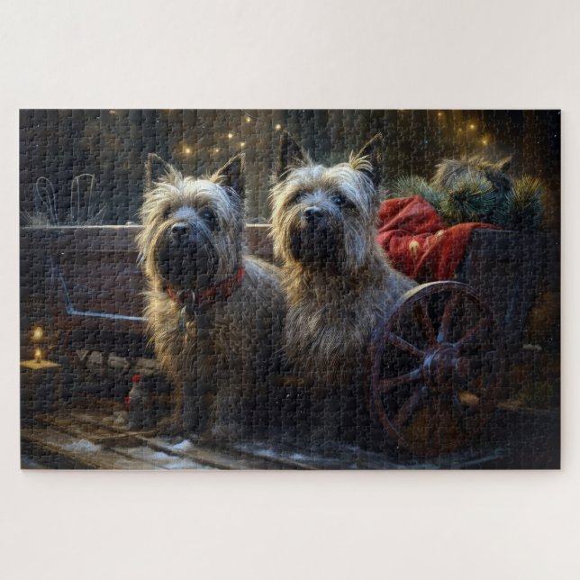Puzzle Cairn Terrier Nevado Trineo Decoración de Navidad  (Horizontal)
