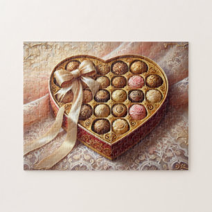 Puzzle Caja de Corazón de Tesoros Románticos de Chocolate