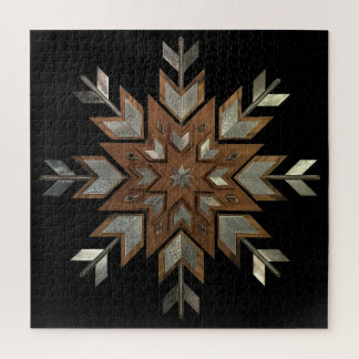 Puzzle Caja de joyas Tigerwood con acero grabado