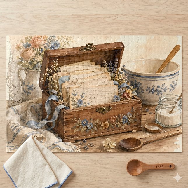 Puzzle Caja de Recetas Antiguas Cocina de Campo (Vintage Recipe Box Cottage Kitchen Jigsaw Puzzle C)