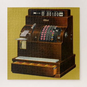 Puzzle Caja registradora antigua, negocio minorista vinta