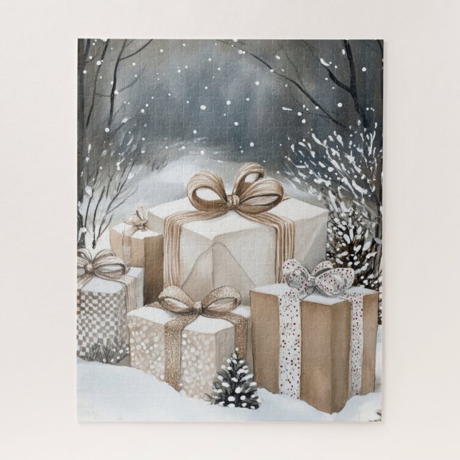 Puzzle Cajas de regalos de Navidad Invierno Nieve (Vertical)