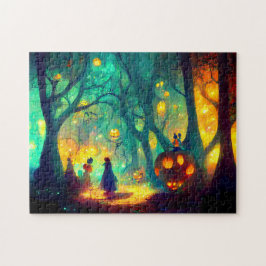 Puzzle Calabaza Brillante Brujas de Magia de Halloween