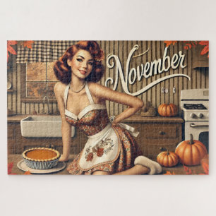 Puzzle Calabaza Chica Retro Pin-Up de Noviembre