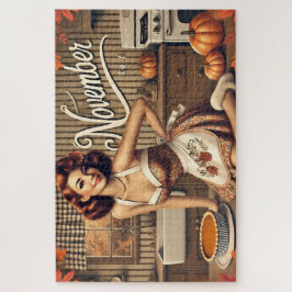 Puzzle Calabaza Chica Retro Pin-Up de Noviembre