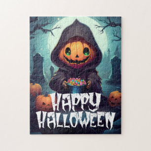 Puzzle Calabaza Con Caramelos Feliz Halloween