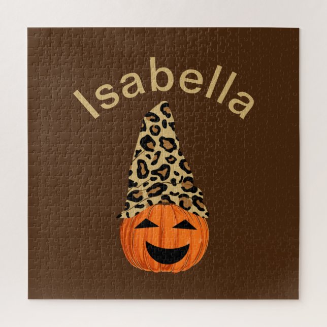 Puzzle Calabaza Con Un Gorra De Leopardo (Vertical)