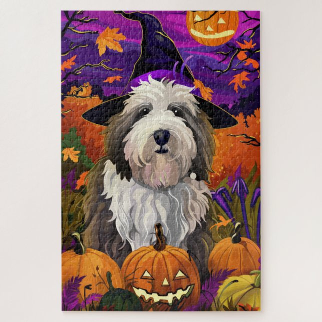 Puzzle Calabaza de brujas de Halloween del viejo perro pa (Vertical)