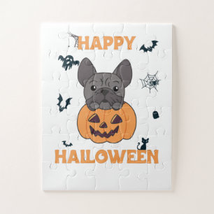 Puzzle Calabaza de Bulldog francés Dulces perros Feliz Ha