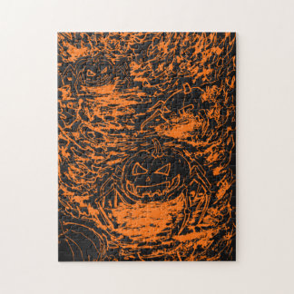 Puzzle Calabaza de Halloween Araña Naranja Arte de Línea