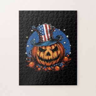 Puzzle Calabaza de Halloween con bandera patriótica de EE