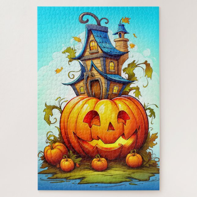 Puzzle Calabaza de Halloween Feliz (Vertical)