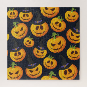 Puzzle Calabaza de Halloween: Patrón de Brujas Vintage