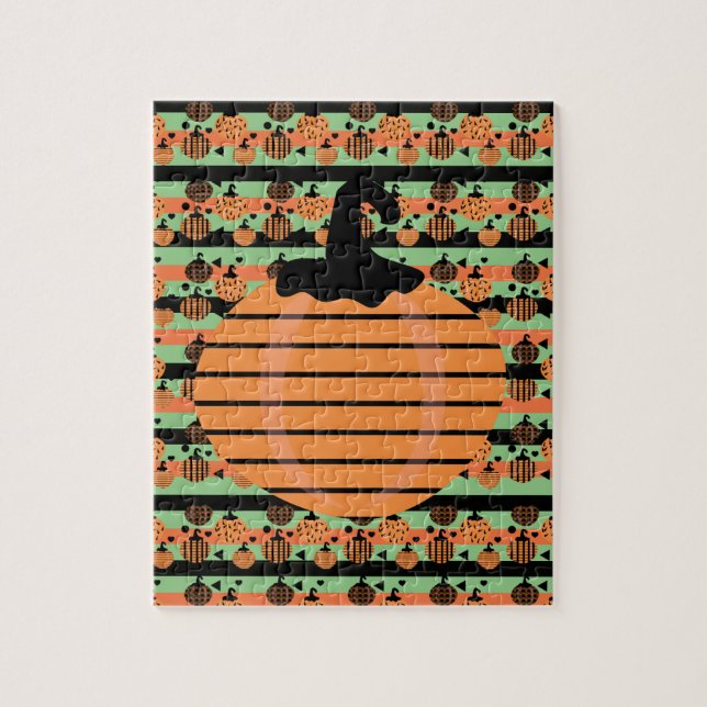 Puzzle Calabaza de Halloween Patrón Geométrico (Vertical)