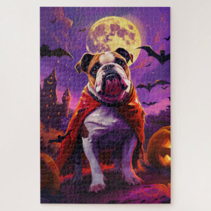 Puzzle Calabaza de vampiro Bulldog espeluznante de Hallow