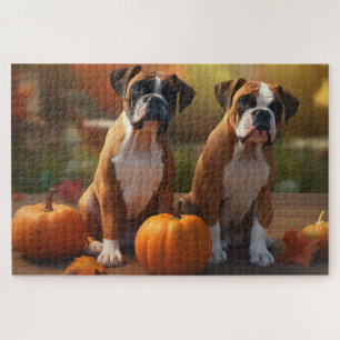 Puzzle Calabaza deslumbrante Boxer Puppy Autumn